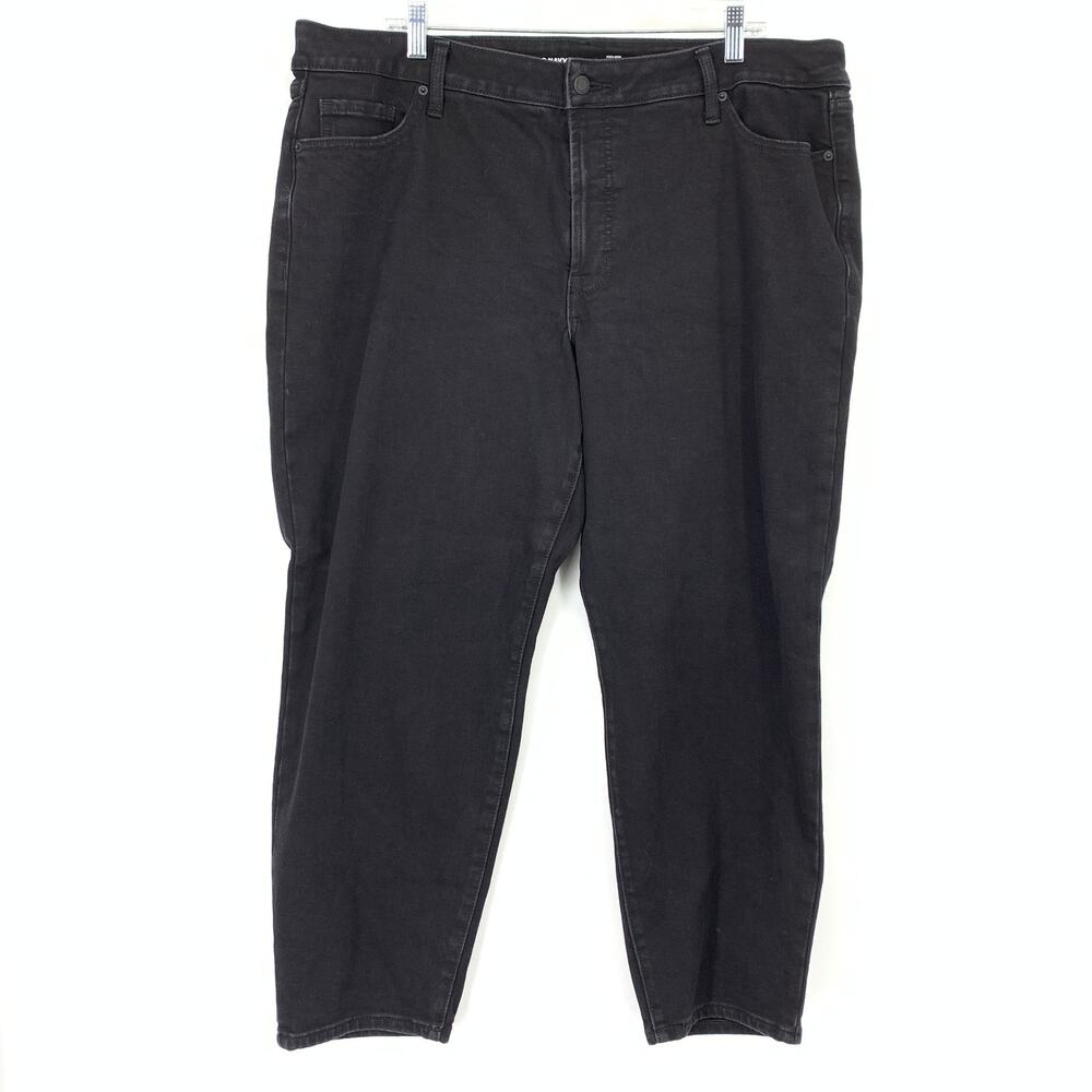 Old Navy O.G. Straight Jeans Womens 20 Black High Rise Warm Brushed Lining
